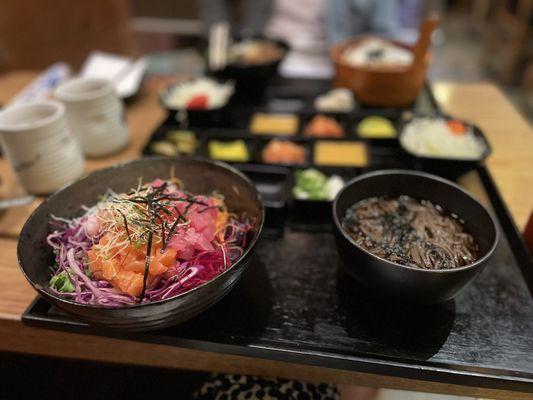 Sashimi over Rice Lunch Special + Soba Mesi Lunch Special