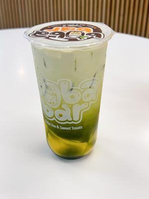 Green thai tea with egg pudding