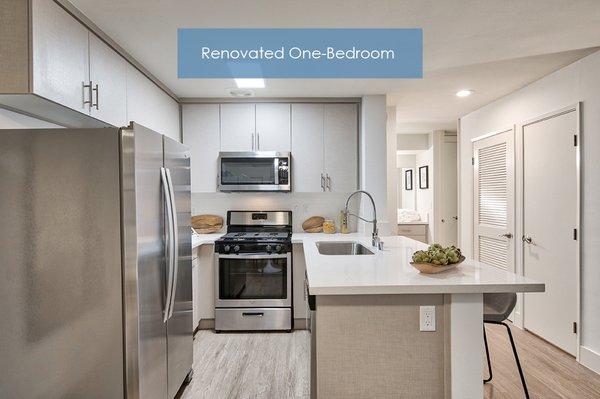 Kitchen - renovated unit at The Meadows Apartment Homes