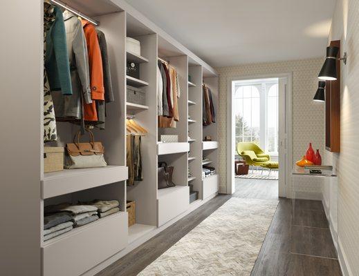 A well-designed wardrobe closet is like a piece of custom-crafted furniture.