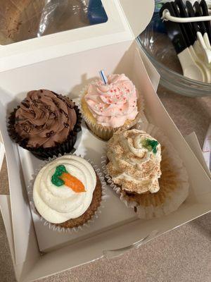 Top row: Death by Chocolate & Pink Lemonade Bottom Row: Carrot & Apple