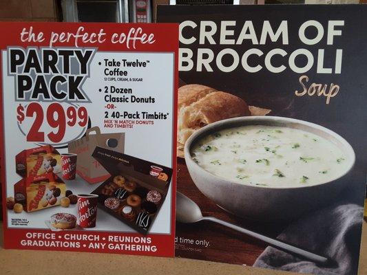 Party packs, left, perfect for  tailgating or moving day. Cream of broccoli soup, perfect for the coming chilly weather...& tailgating.