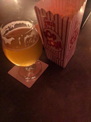 Allagash curieux and free popcorn