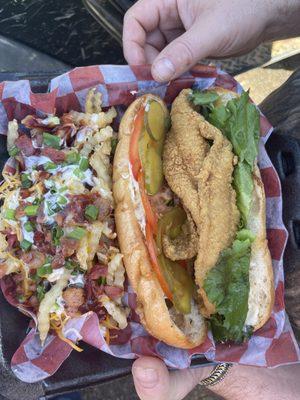 Fish poboy and loaded fries