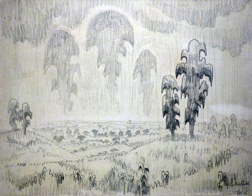 Charles Burchfield; Rainy Day in July; 1915; graphite on paper