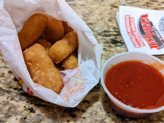 Mac & Cheese Bites with a side of marinara for dipping. Please try this! :-) 12 for $7.45