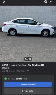 2018 Sentra With Paint Concealing the Rust