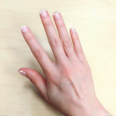 My lovely no-chip (a.k.a. Gel) French manicure from Fashion Nails yesterday. They still look great 24 hours strong.