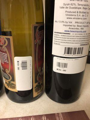 Most bottles are labeled with their price.