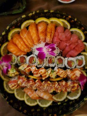 Salmon, Seared Salmon, Toro, Spicy Tuna, OMG, Tiger, Shrimp