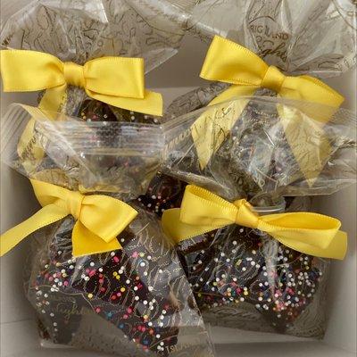 Dark chocolate covered fortune cookies