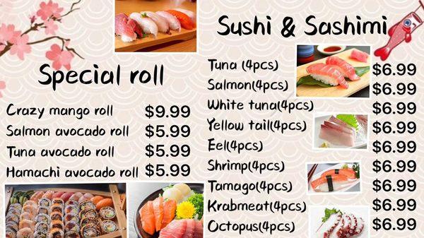 Sushi menu