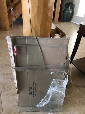 Broken glass, poorly packed