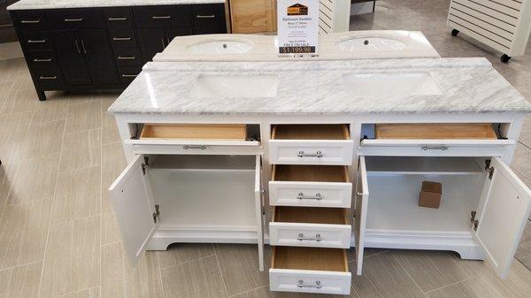 72" Milan White, with Carrera Marble top.