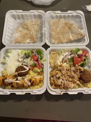 Chicken Gyro Plate and Chicken Kebab Plate