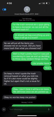 Texts about the trash bags