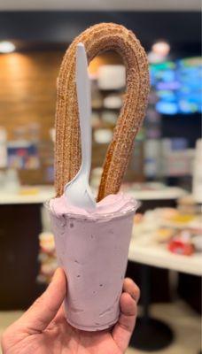 Churro with taro ice cream