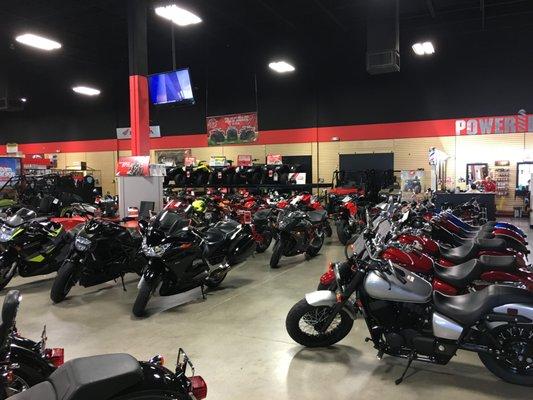 Showroom with barber shop inside...nice folks, good selection of bikes and atv's.