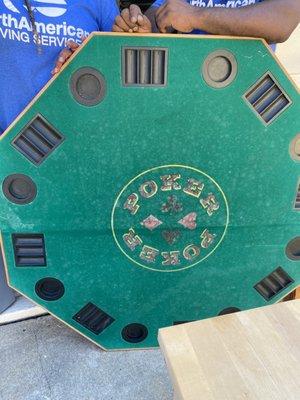 Our poker table covered in mold, our moving company was horrified