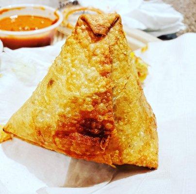 Samosa made with filo pastry dough