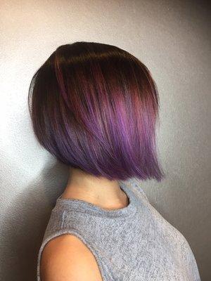 Sleek Graduated Bob and Purple/Pink Color Melt