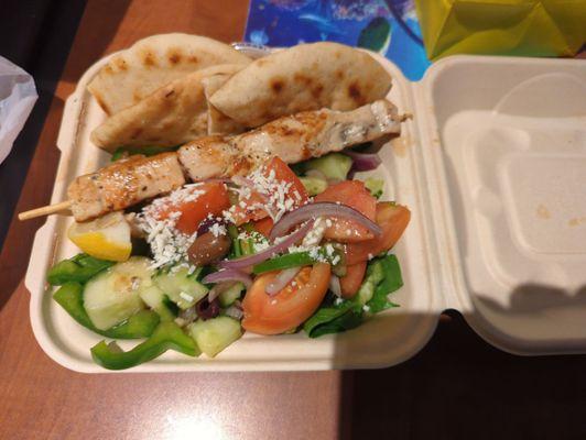 Souvlaki and Greek salad