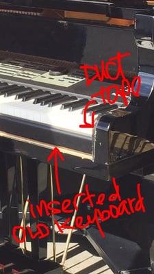 Advertised an electronic piano then it turned out to actually be a KEYBOARD duct taped inside of a baby grand piano body!!