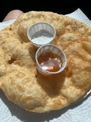 Fry Bread with powdered sugar and honey, 4.00  August 2022