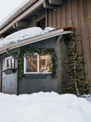 Overview Coffee Jackson Hole Wyoming, Located in alleyway in between Mangy Moose and Teton Mountain Sports