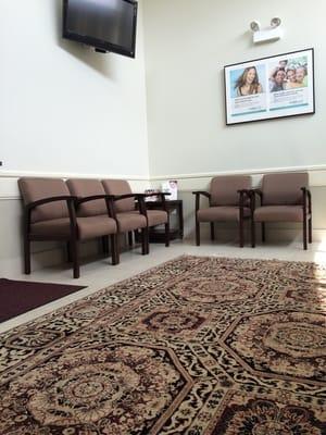 Waiting room with huge rug