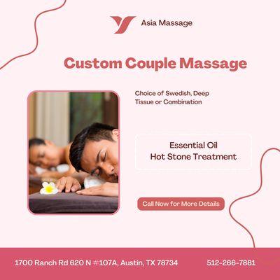 Asia Massage
 1700 Ranch Rd 620 N #107A, Austin, TX 78734
 Call us at 512-266-7881