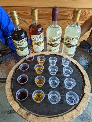 Rum tasting for 4 people. Really strong alcohol!