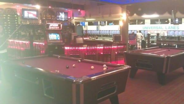 Pool tables in bar