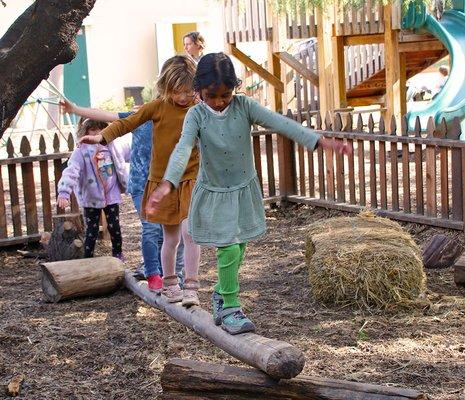 Kindergarten children playing outside.