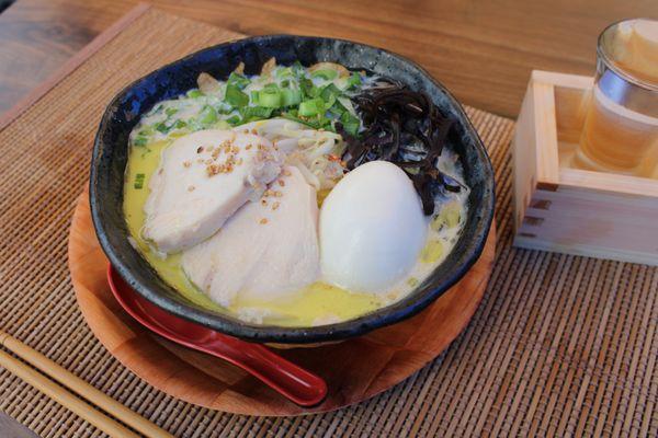 "CHICKEN PAITAN" Ramen $13.5
 Chicken Ramen with Rich White "Paitan" Broth