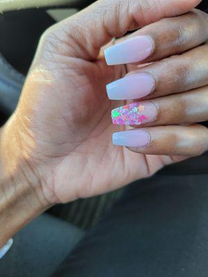 My nails. She was fast and made sure that I liked them.