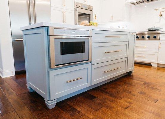 Beautiful blue kitchen island