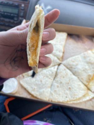 Quesadilla with garlic herb bread