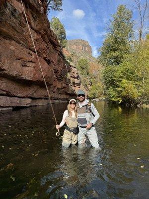 Our first creek. Learning how to cast and strip was so easy, just add patience!