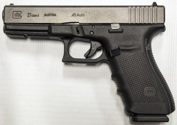 A Glock 21 I bought. I use for conceal carry,  great weapon.  Always looking to buy a Glock.