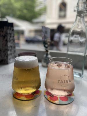 Rose cider and light beer