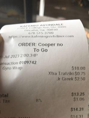 Gyro + Jr Greek Salad $14.31