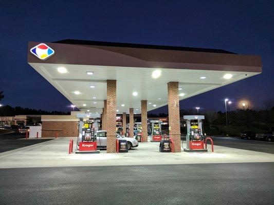 Outside. Bright and clean. 14 pumps for your fueling pleasure.