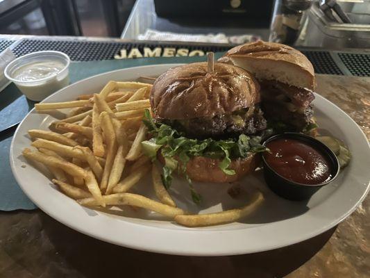 ABC Burger with sautéed mushrooms