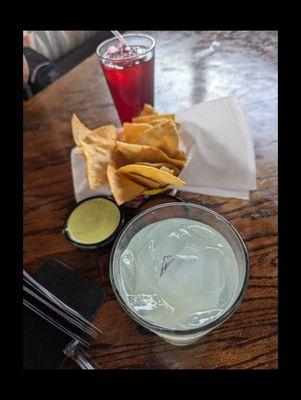 Chips, salsa, and aguas frescas