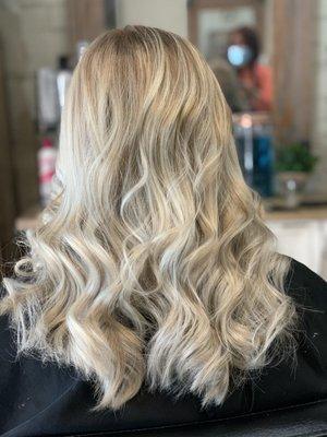 Platinum Balayage + Loose Curls