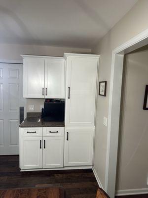 Converted desk area into a pantry