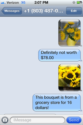 They asked me to text the pictures of the  received arrangement........