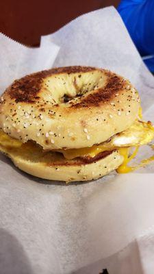 Sausage, egg & cheese bagel sandwich