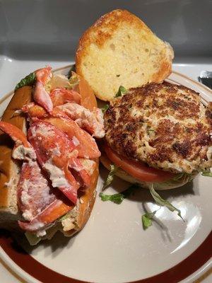 Delicious Lobster Roll and a nice sized Crab Cake Sandwich that came with a lot of skinny fries.